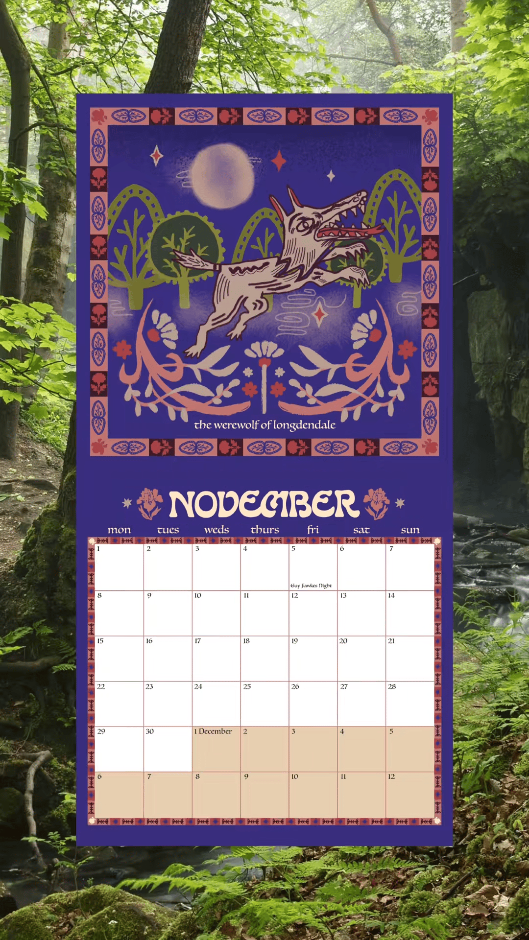 December folklore calendar page
