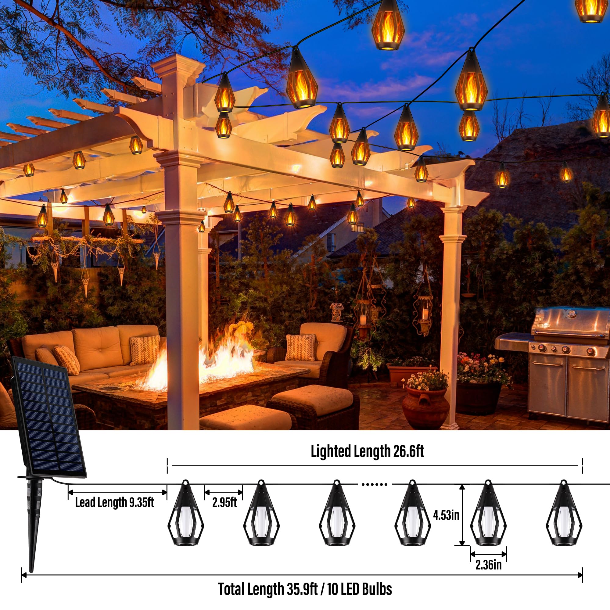 Flame String Lights Dimensions and Specifications