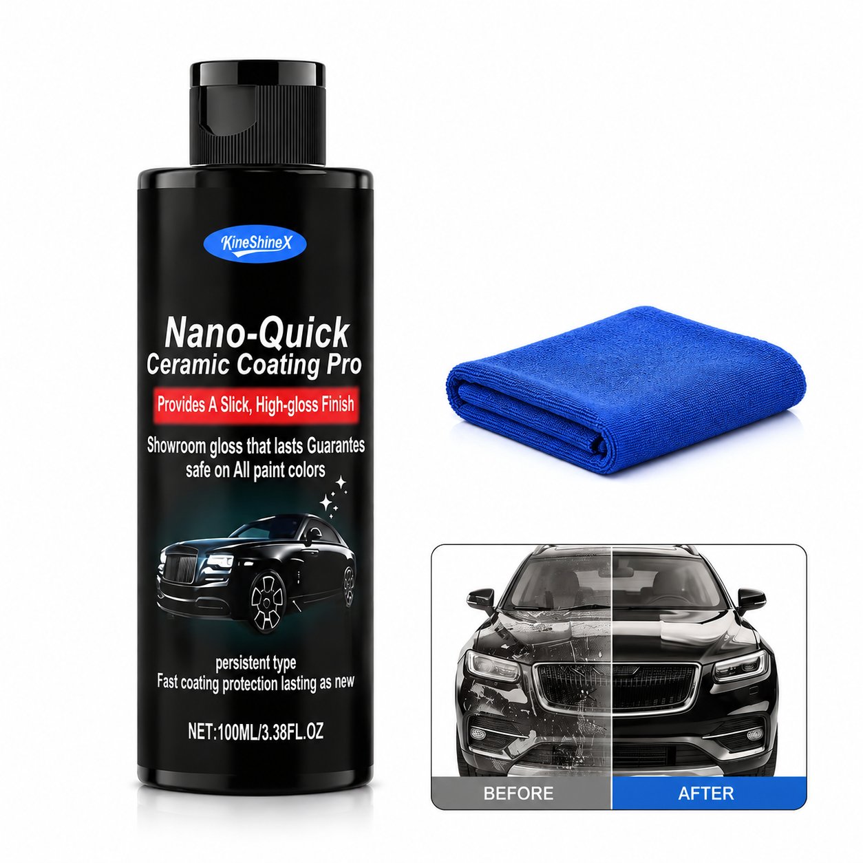 Nano Quick Ceramic Coating Pro Spray with Microfiber Towel Nano Quick Ceramic Coating Pro Spray with Microfiber Towel