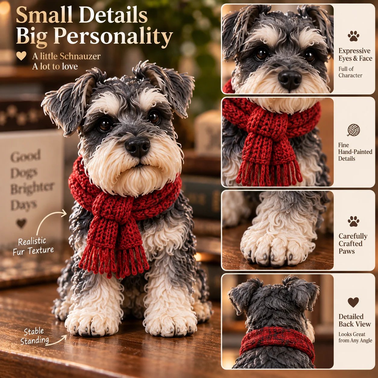 Miniature Schnauzer collectible close-up details