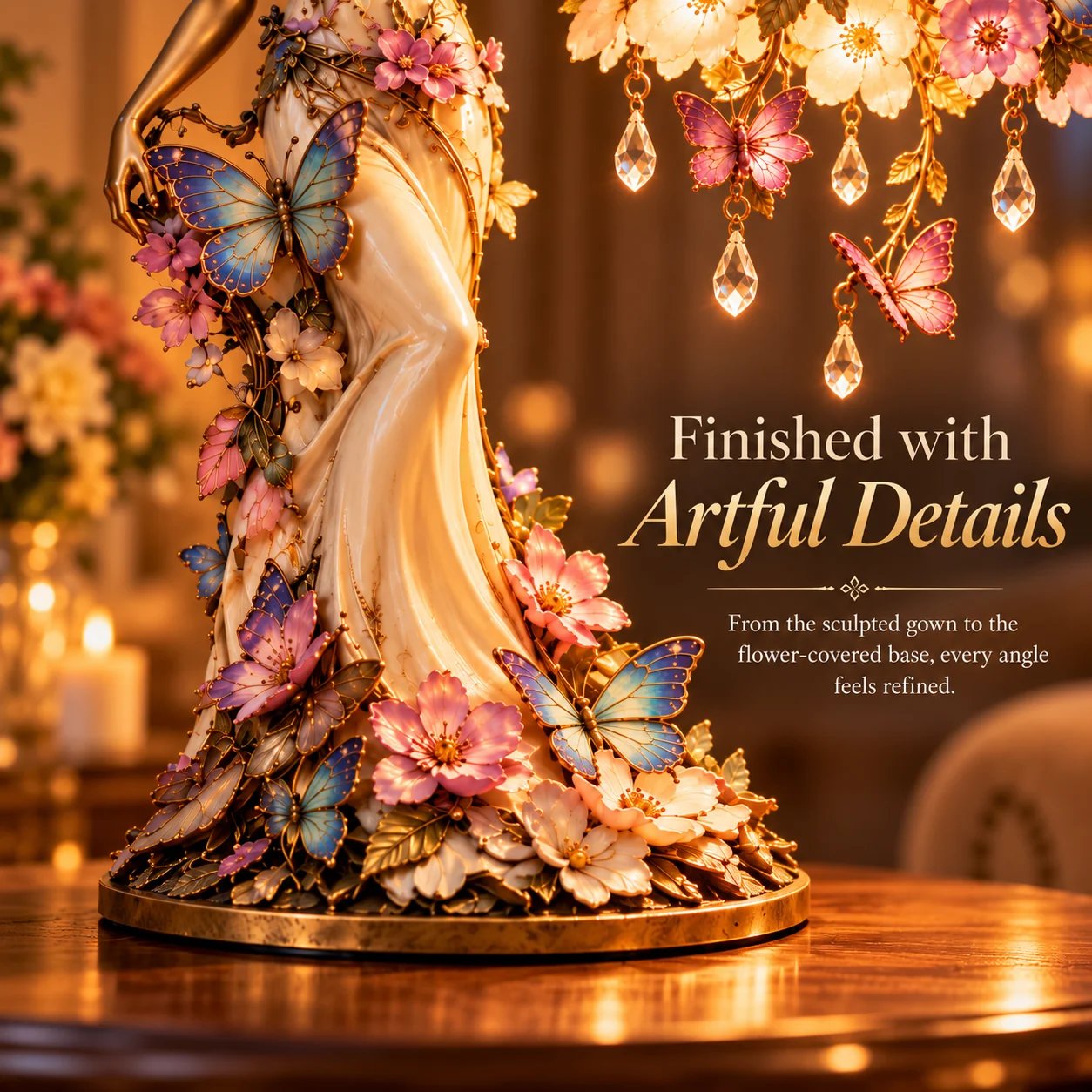 Butterfly Lady lamp artful details
