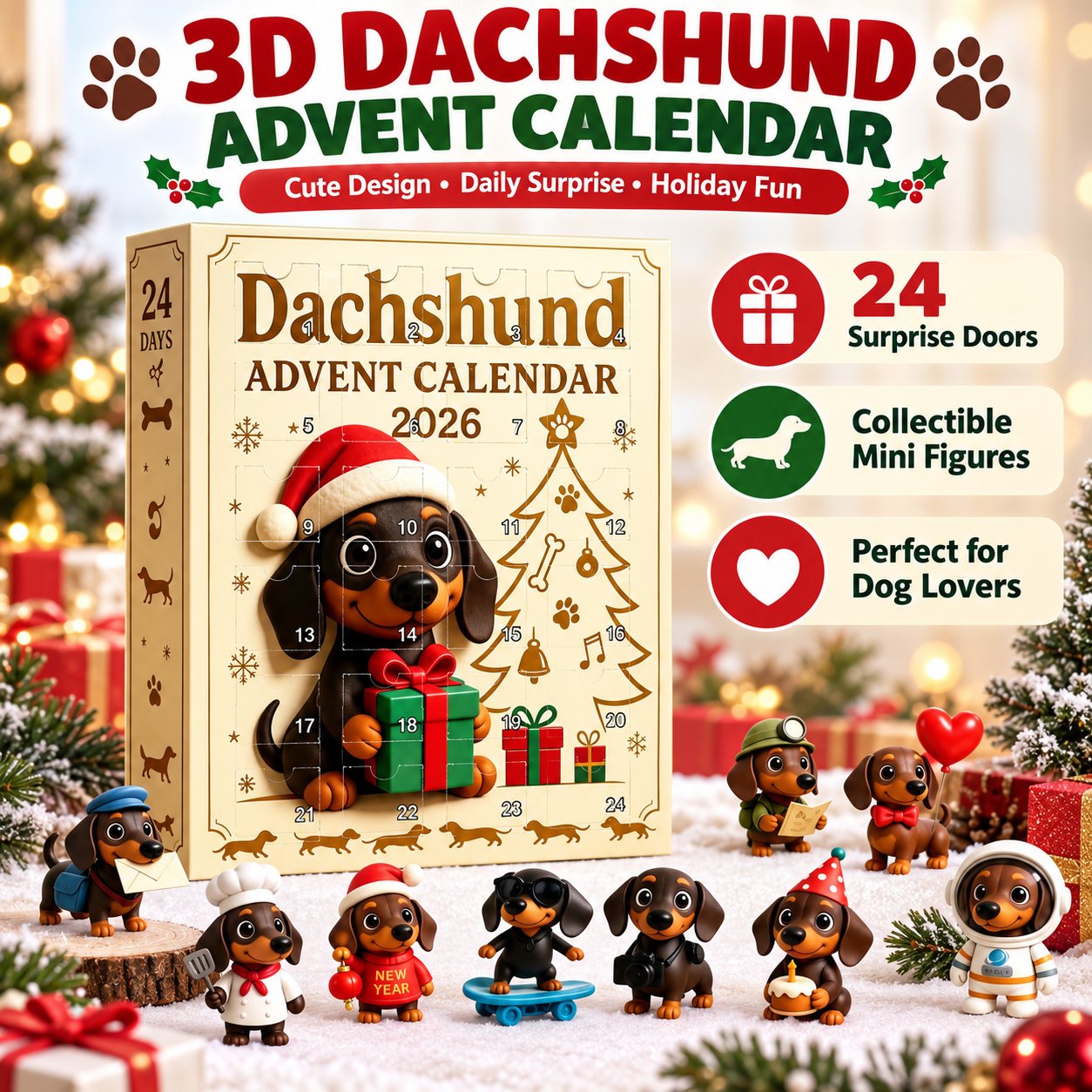 Dachshund Advent Calendar — Unbox a Cute Pup Surprise Every Day Till Christmas!