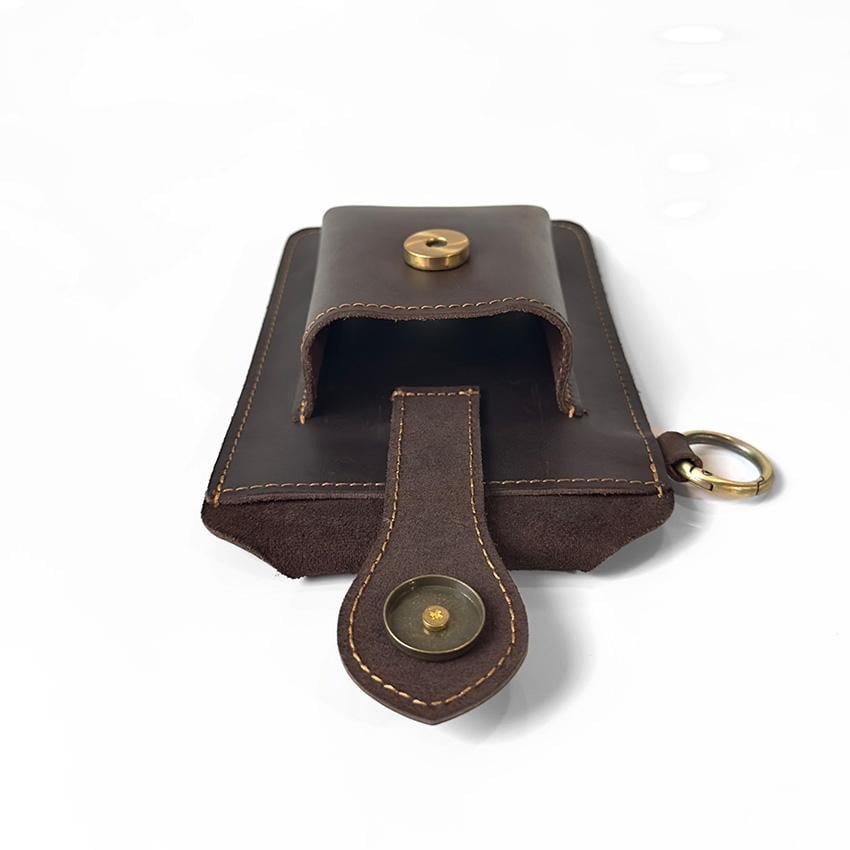 Vintage Cowhide Belt Waist Bag for Men - Multifunctional Phone & Card Holder with Keychain Genuine leather Belt Bag hiking waist bag Leather phone case with belt loops cell phone holster Keychain Holder bag  for Outdoor Hiking Travel bag hip