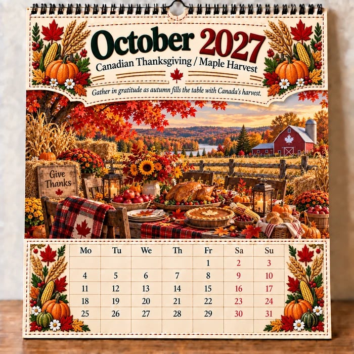 Canadian autumn calendar