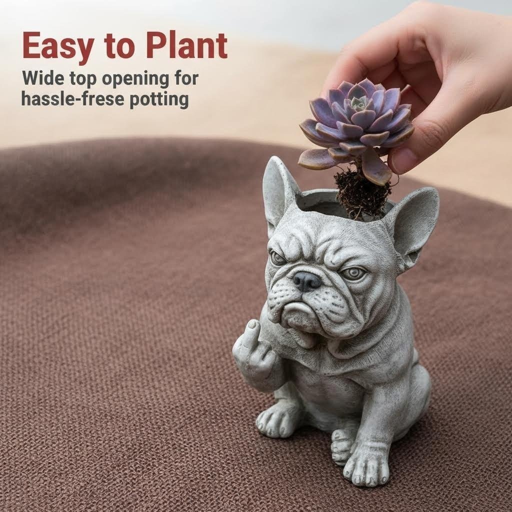 French Bulldog planter for desk shelf and garden décor