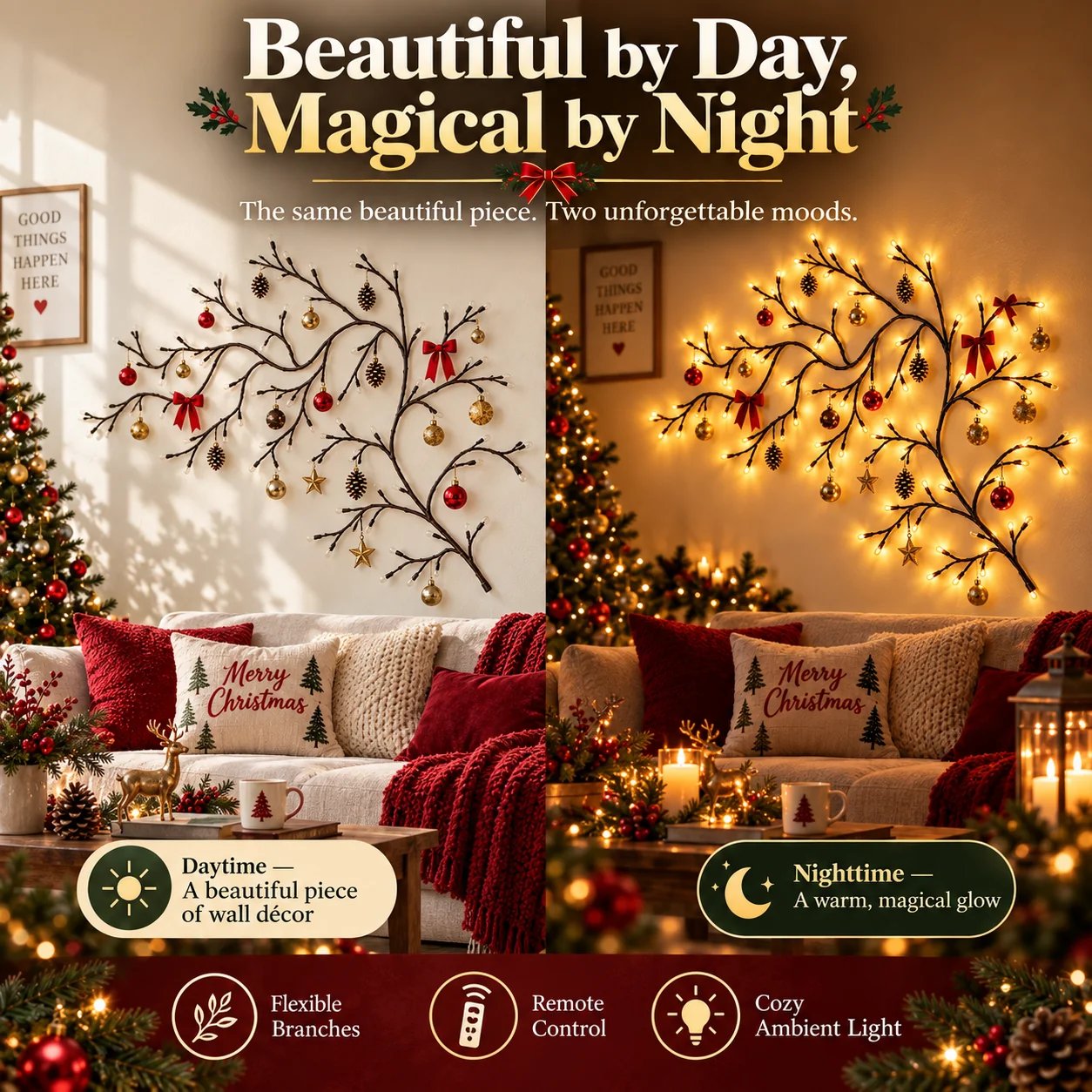 Christmas Branch Glow wall decoration