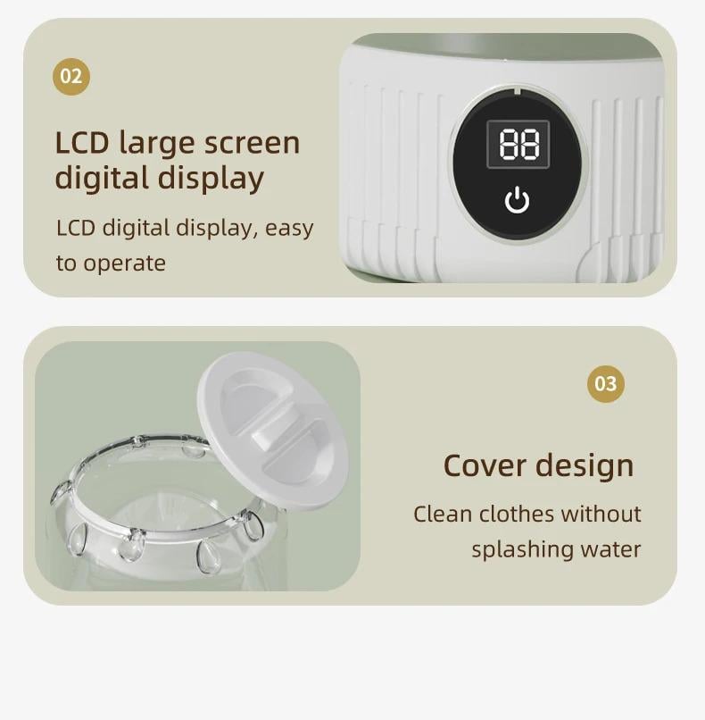 Product Introduction of Wireless washing machine portable underwear cleaner 1L mini Socks Washing Machine Dehydratable Laundry Bucket Washer Dryer Countertop Dryer Spinner 19