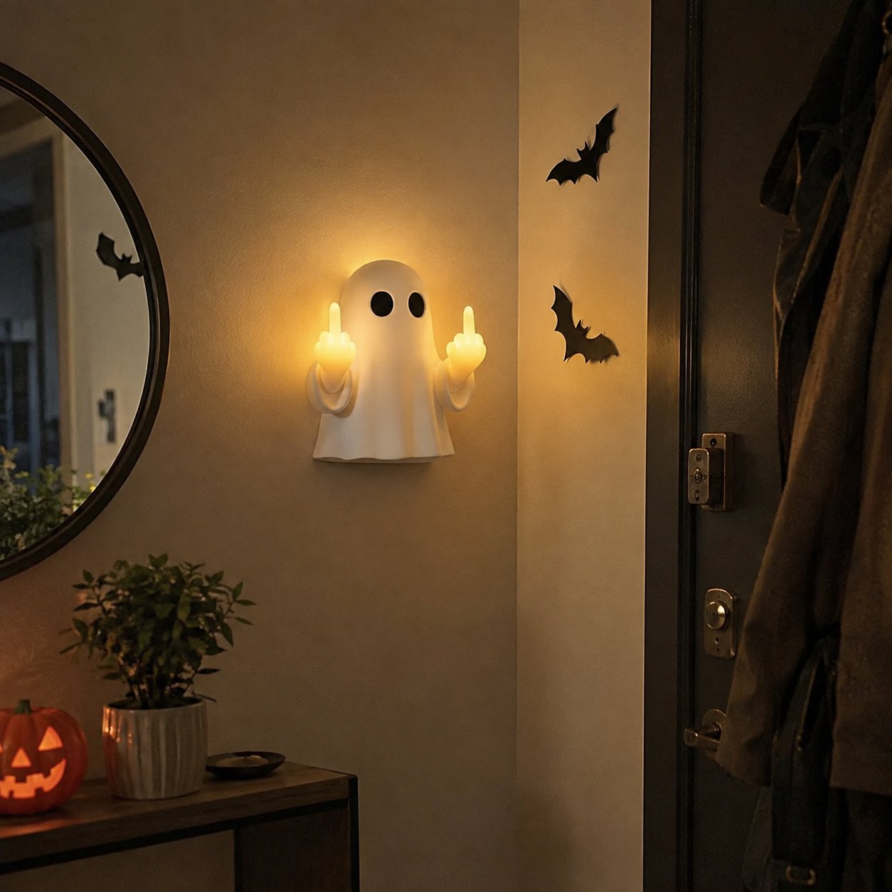 Funny ghost night light on desk