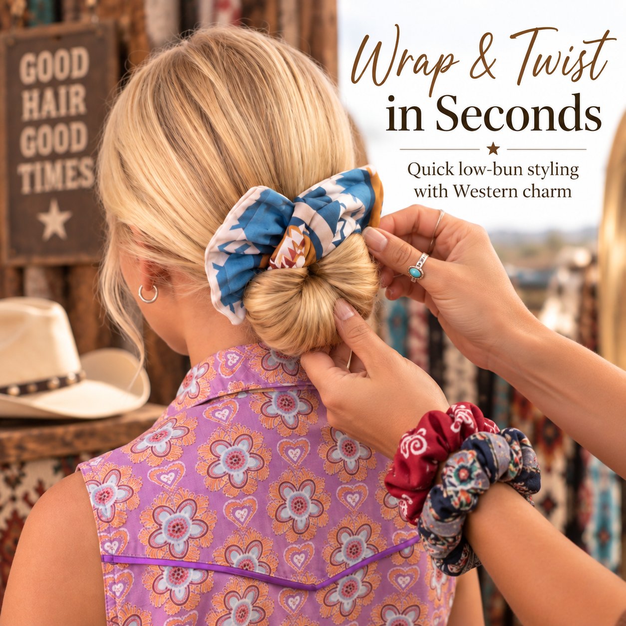 Western bow on low bun