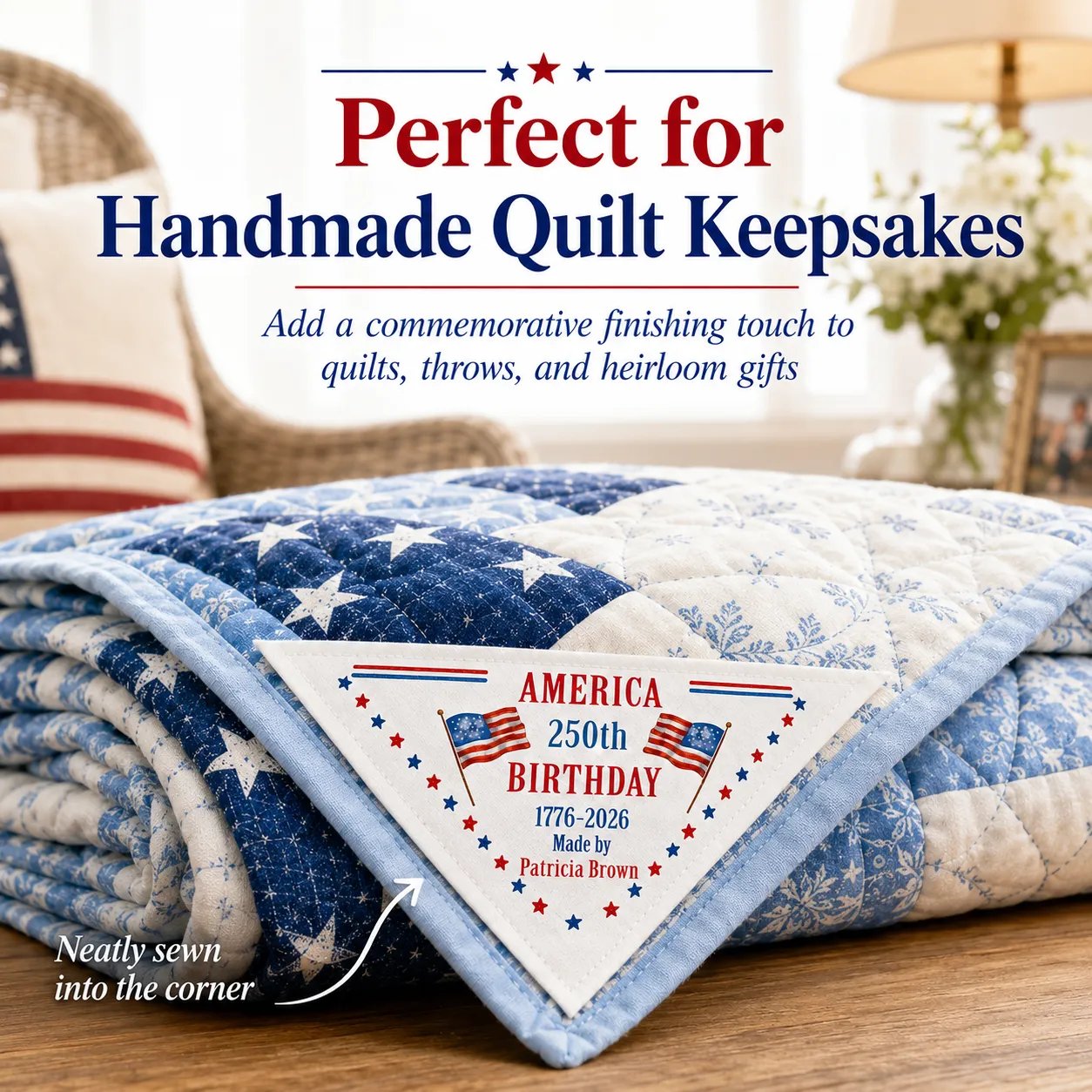 Personalized quilt label for handmade quilts