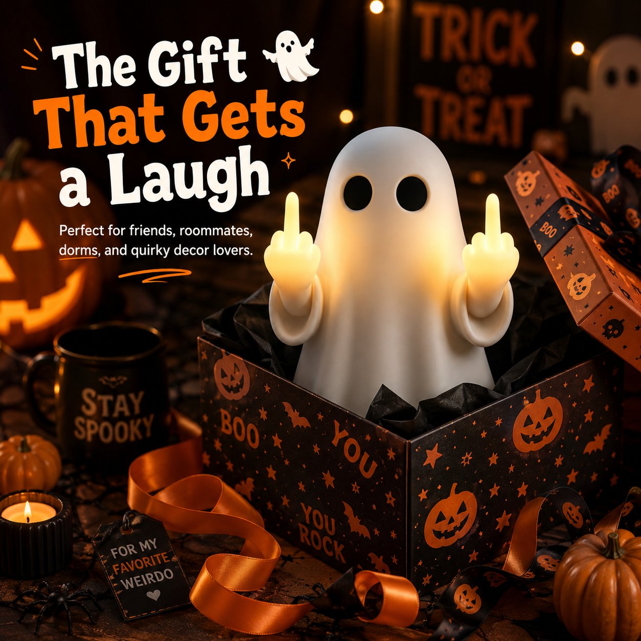 Funny Middle Finger Ghost gag gift idea