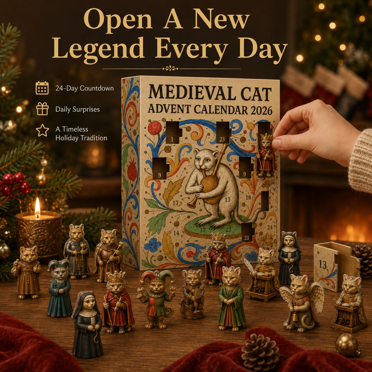 Medieval Cat Advent Calendar 2026 – 24 Historic Cat Charms
