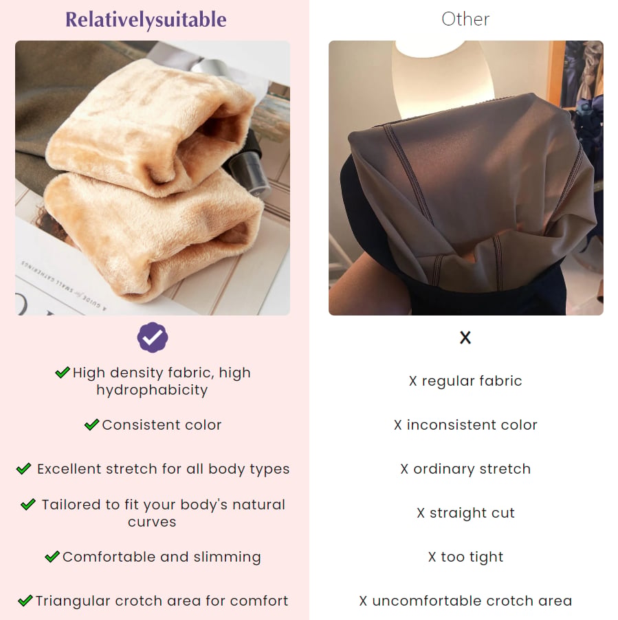 Comparison of sheer-look fleece-lined tights