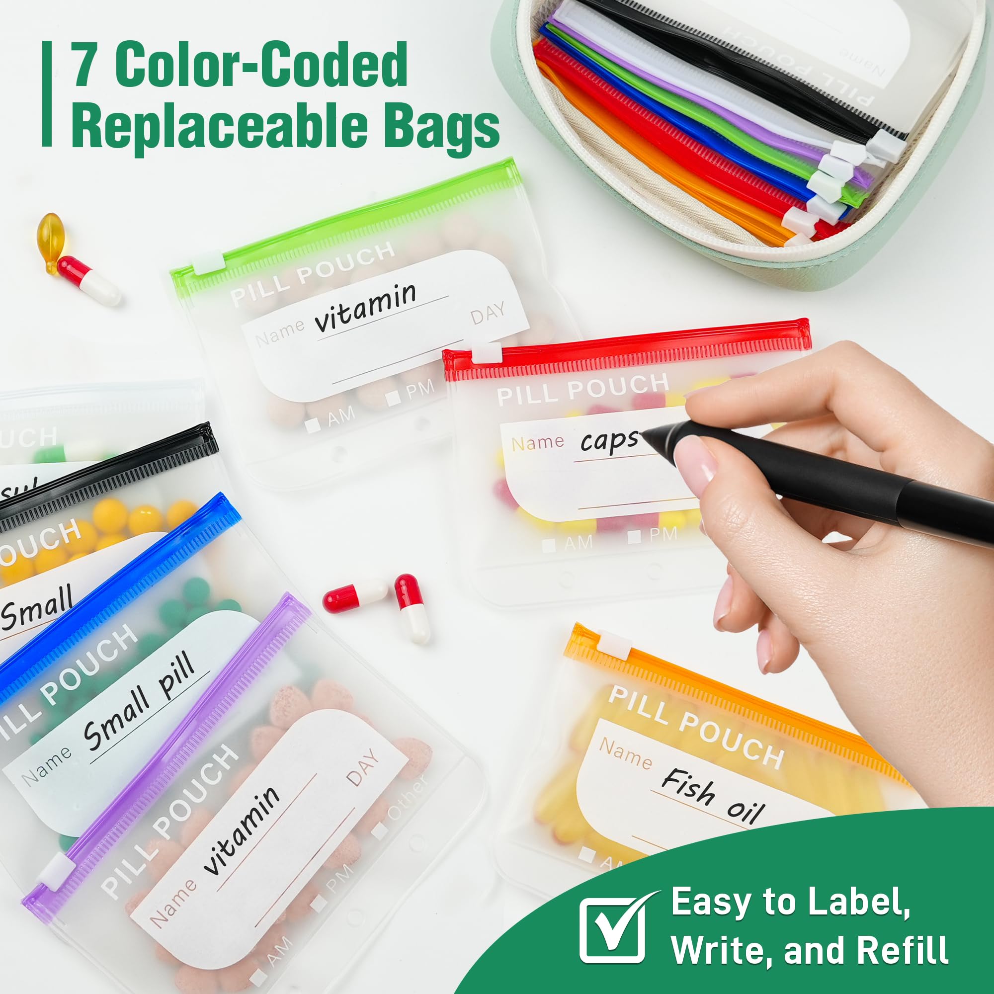 7 Color-Coded Replaceable Bags