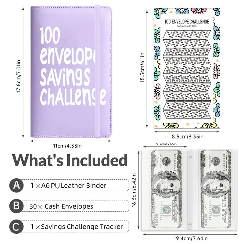 Product Introduction of 100 Days Money Saving Challenge Coin Envelope BudgetStorage Book - Binding Covers With Daily Savings Tracker,Habit-Forming System, And Cash Savings Goal Of $5050Develop A Consistent Savings Habit 0 Product Introduction of 100 Days Money Saving Challenge Coin Envelope BudgetStorage Book - Binding Covers With Daily Savings Tracker,Habit-Forming System, And Cash Savings Goal Of $5050Develop A Consistent Savings Habit 0
