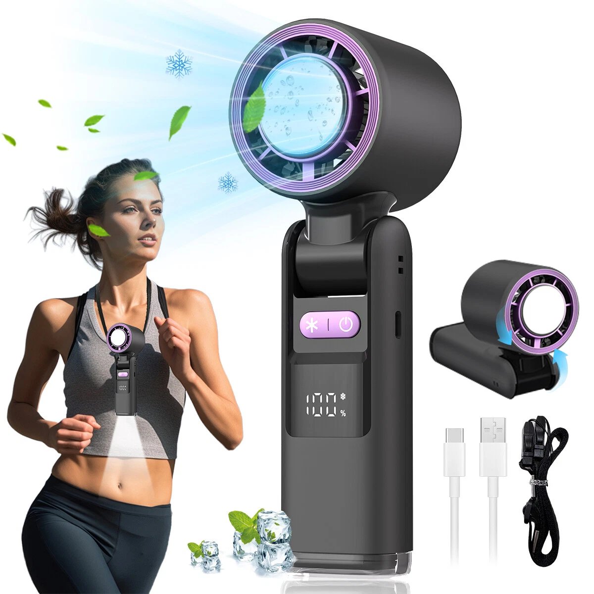 🔥Ventilador de resfriamento com tela digital de 100 velocidades