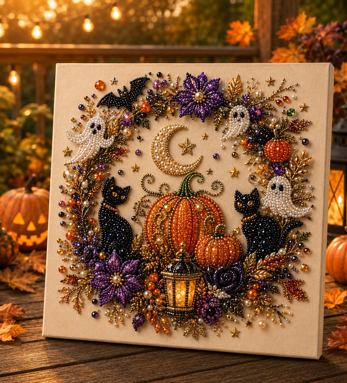 Finished cute autumn pearl wall art full display