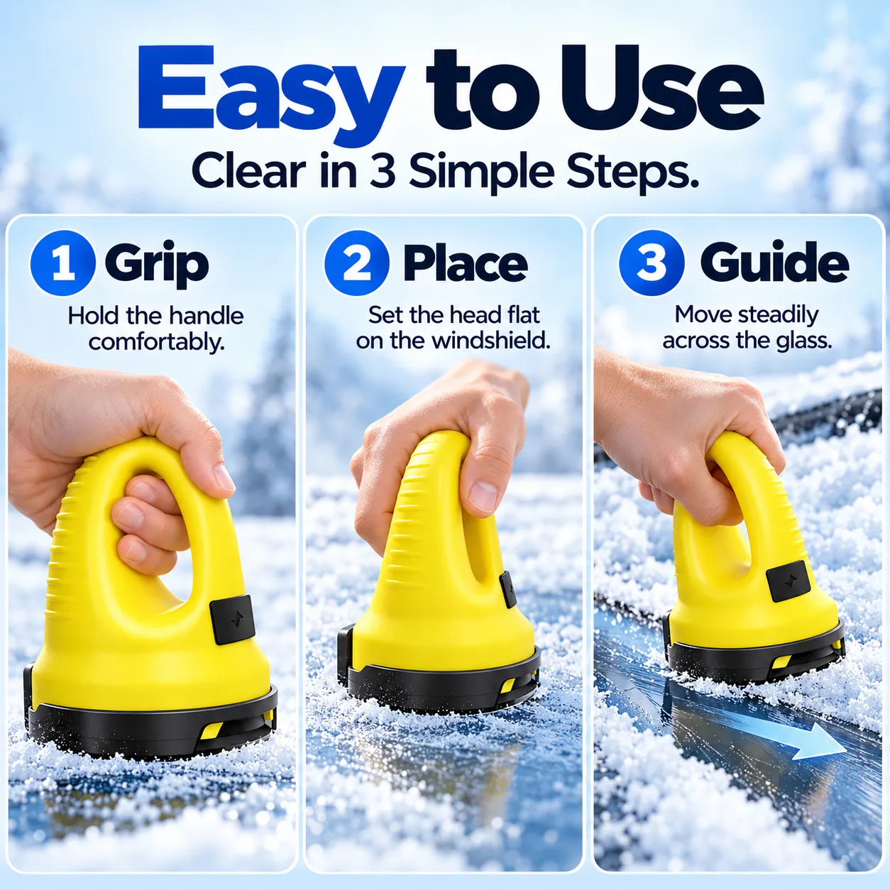 Easy to Use - Clear in 3 Simple Steps: Grip, Place, Guide