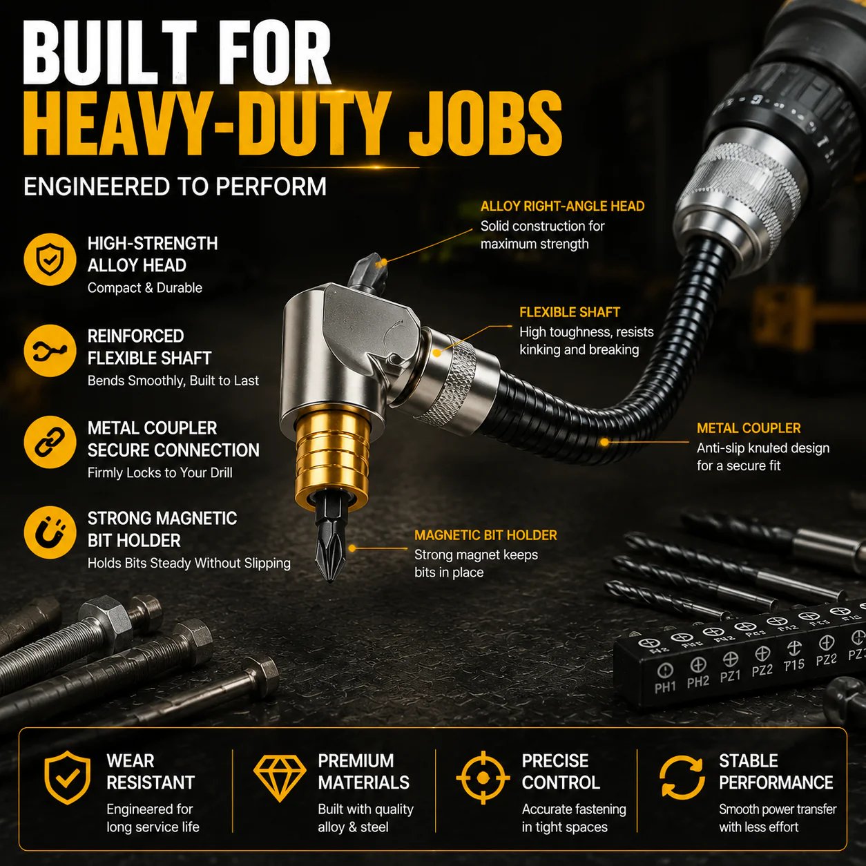 Drill adapter materials and construction