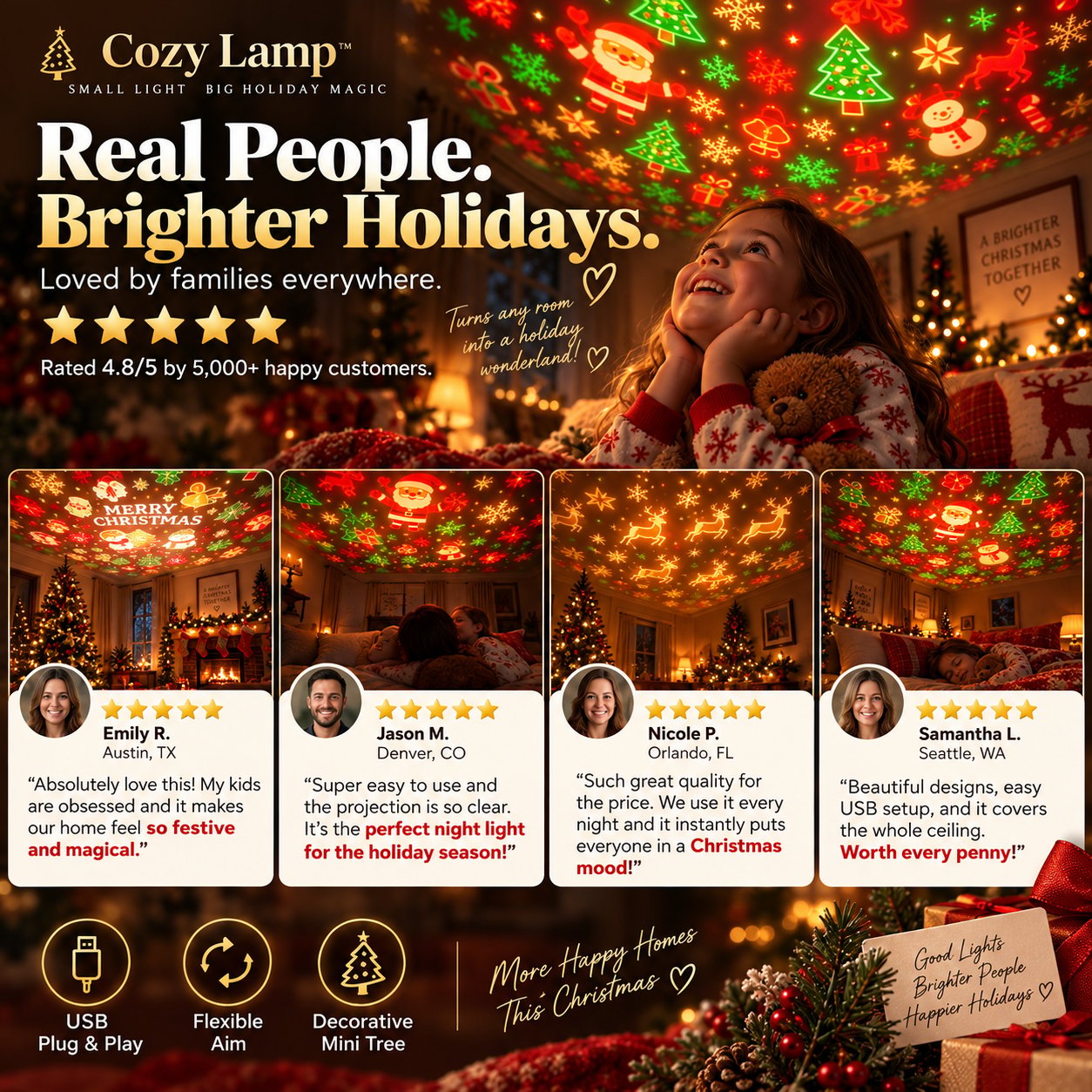Cozy Lamp Christmas Projection Tree customer display