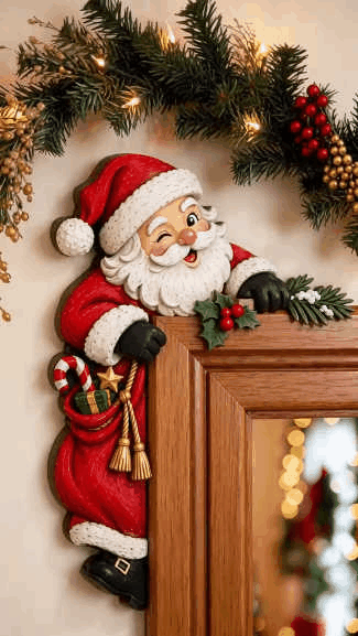 Christmas Peekaboo Door Frame Corner Decoration