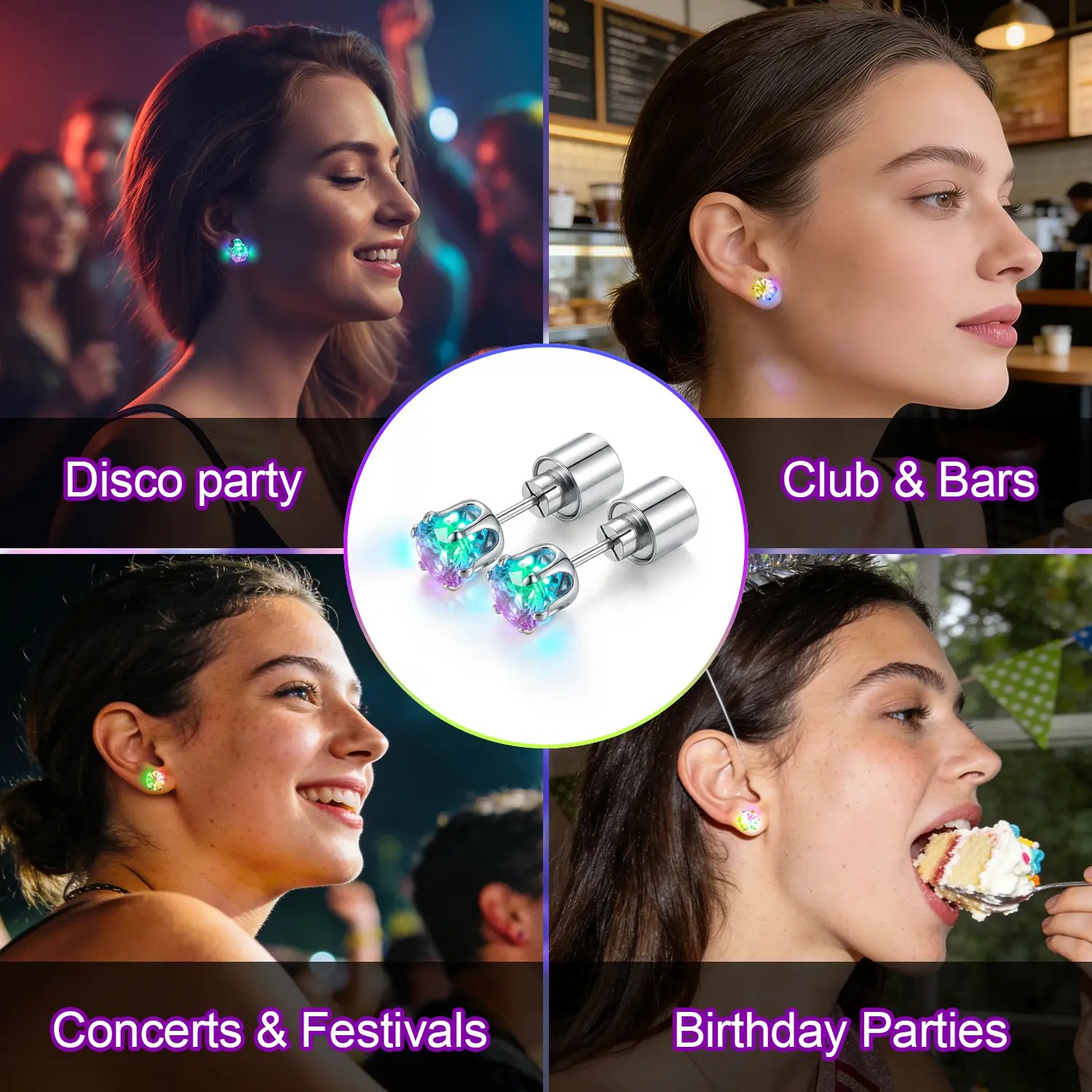 Occasions for LED earrings like disco, club, festival, party