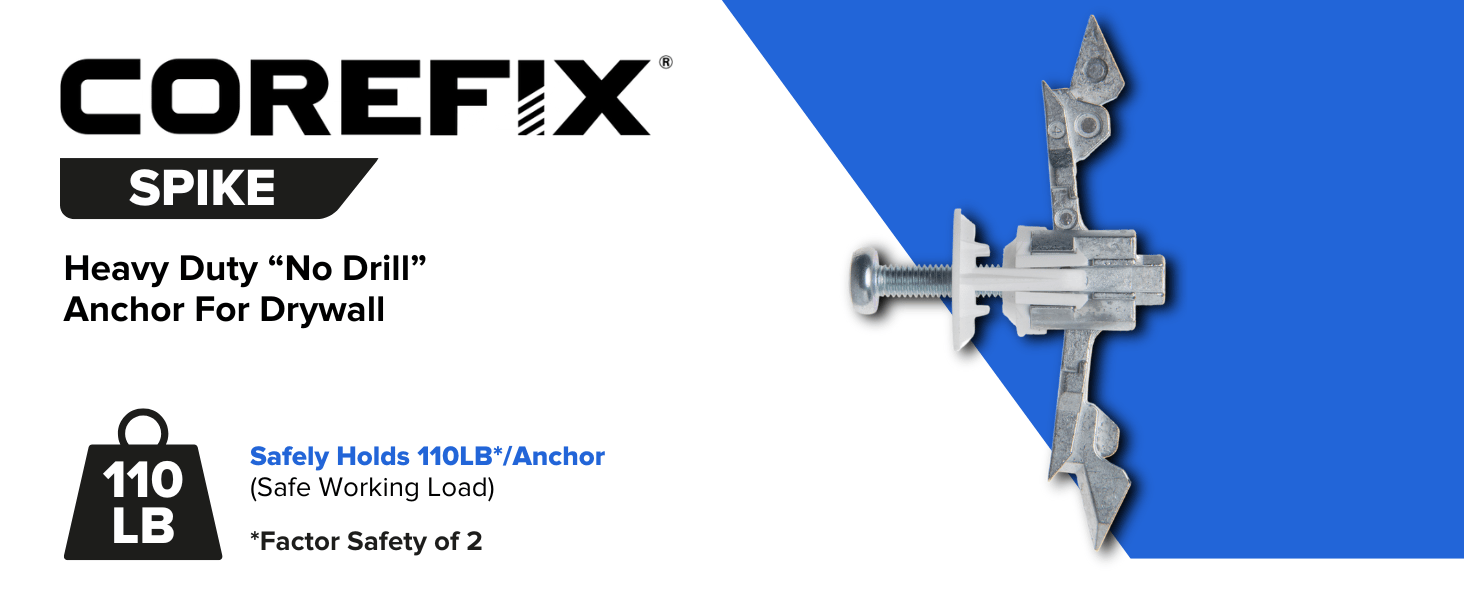 corefix spike no drill self drilling plasterboard drywall fixing screw heavy duty wall plug anchor