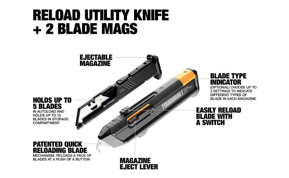 Toughbuilt tough built utility knife knives cut electrician construction