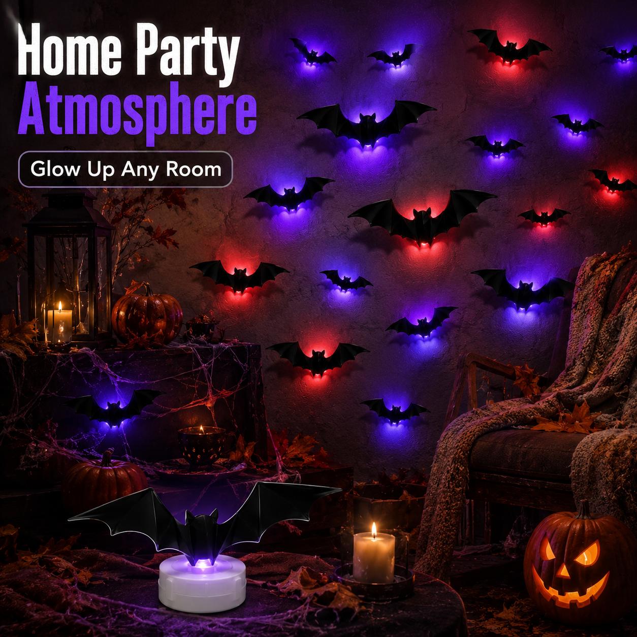 Halloween bat decorations for walls windows doors mirrors and party backdrops