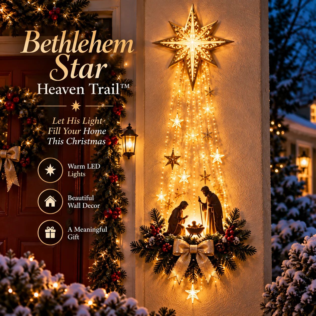 Lighted Bethlehem Star Nativity wall decor