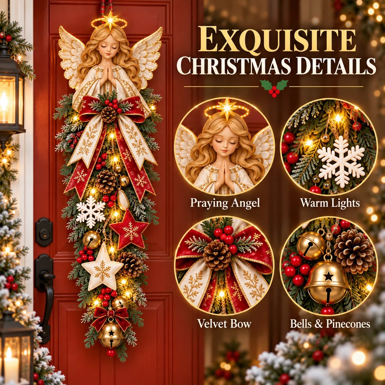 Angel Christmas Door Swag Detail View