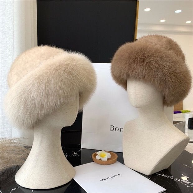 Stylish women's faux fur winter hat