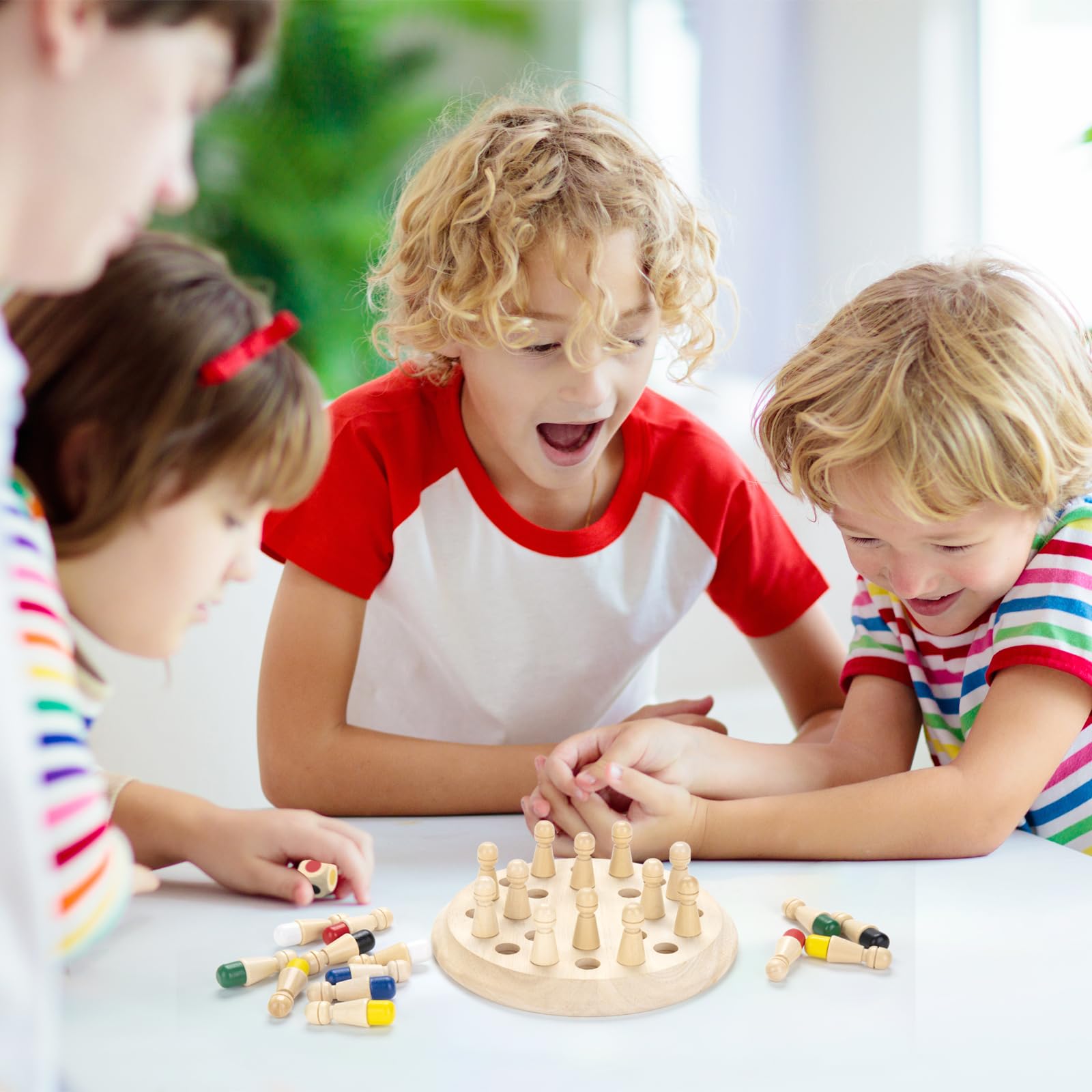 Children playing memory chess