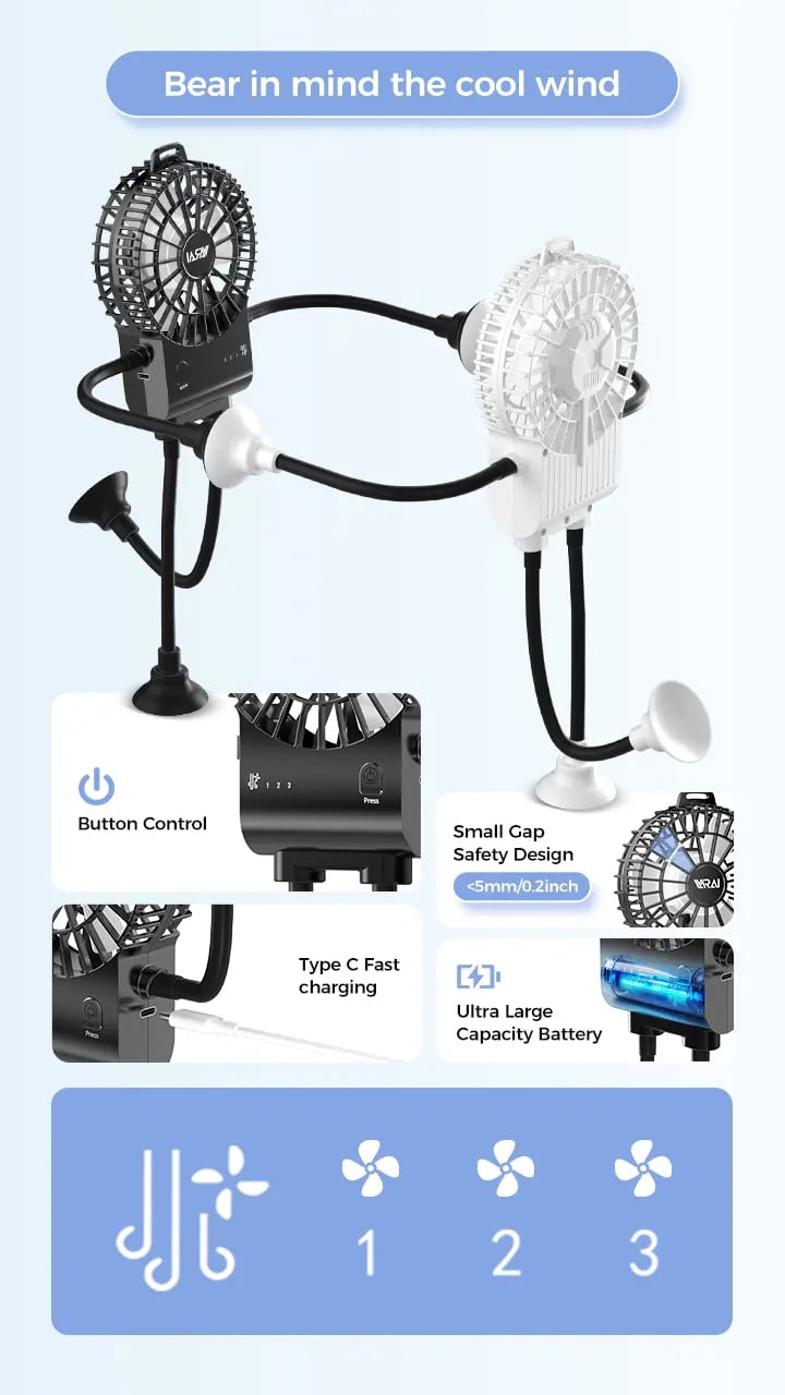 Product Introduction of Robot Portable Handheld Creative Fan - Ultra-high degree of freedom mini fan, battery life of 7-8 hours, USB charging, suitable for travel and outdoor activities, to accompany summer 1