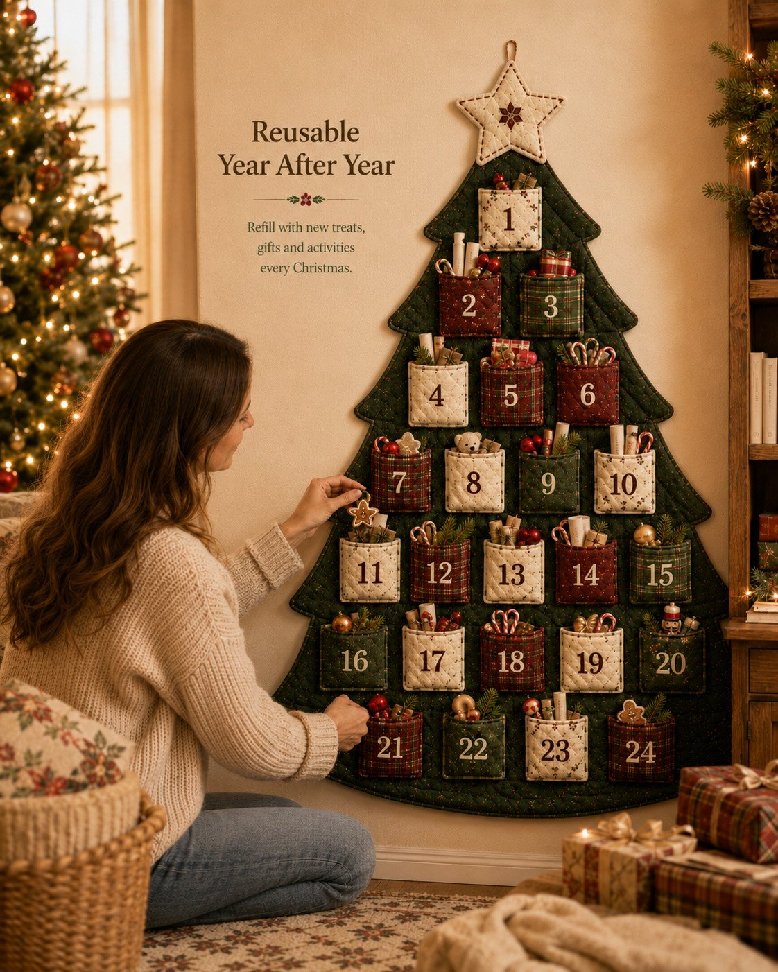 Reusable fabric advent calendar