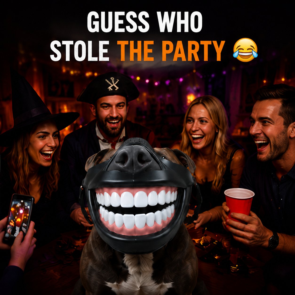 Funny Halloween dog mask costume party