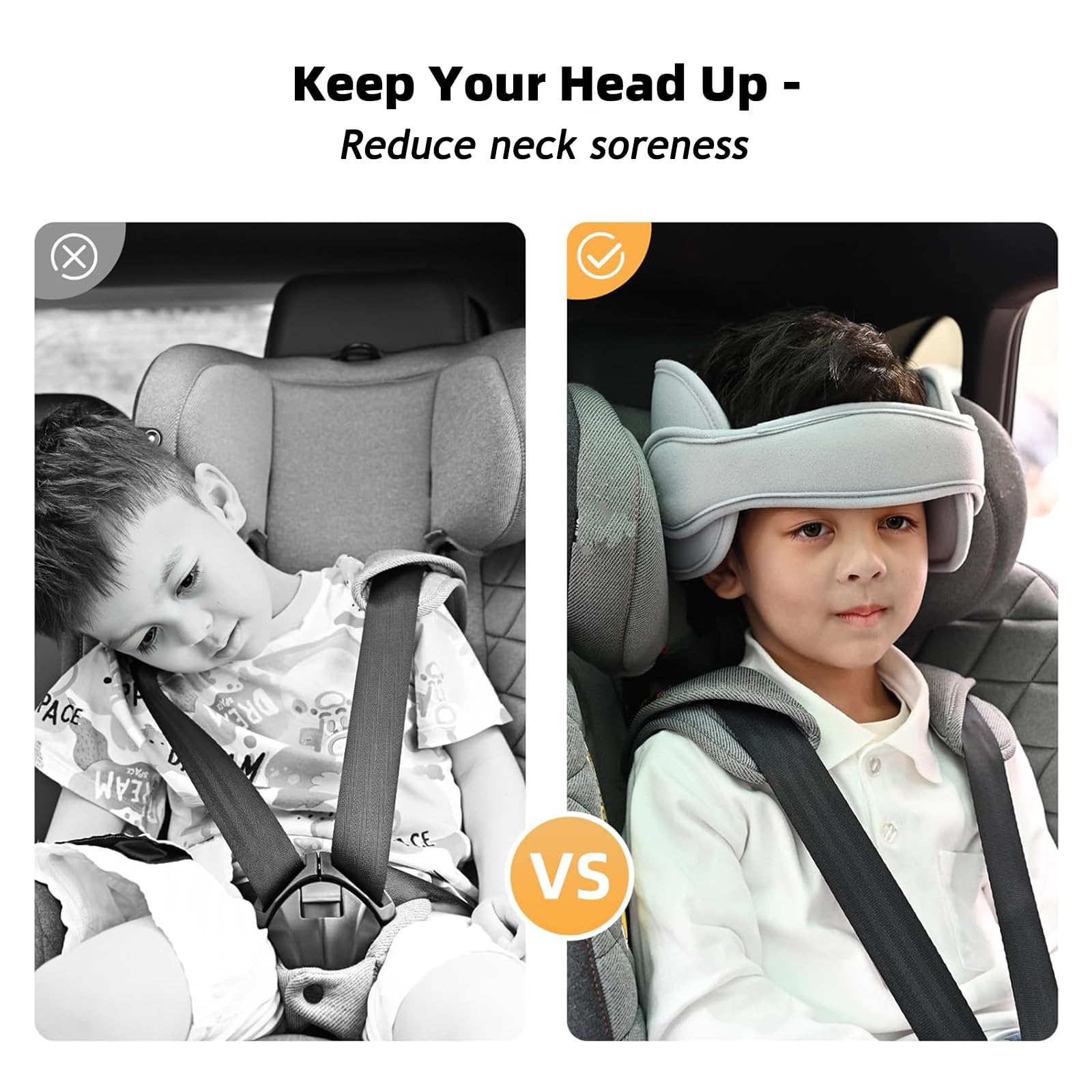 Comparison showing head support reducing neck soreness while sleeping