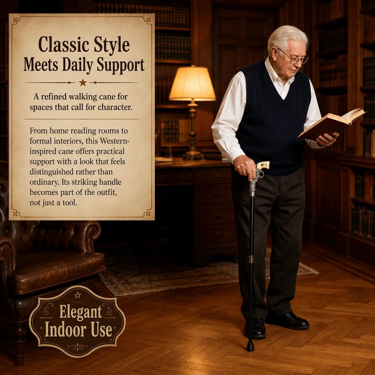 Vintage Western walking cane lifestyle use