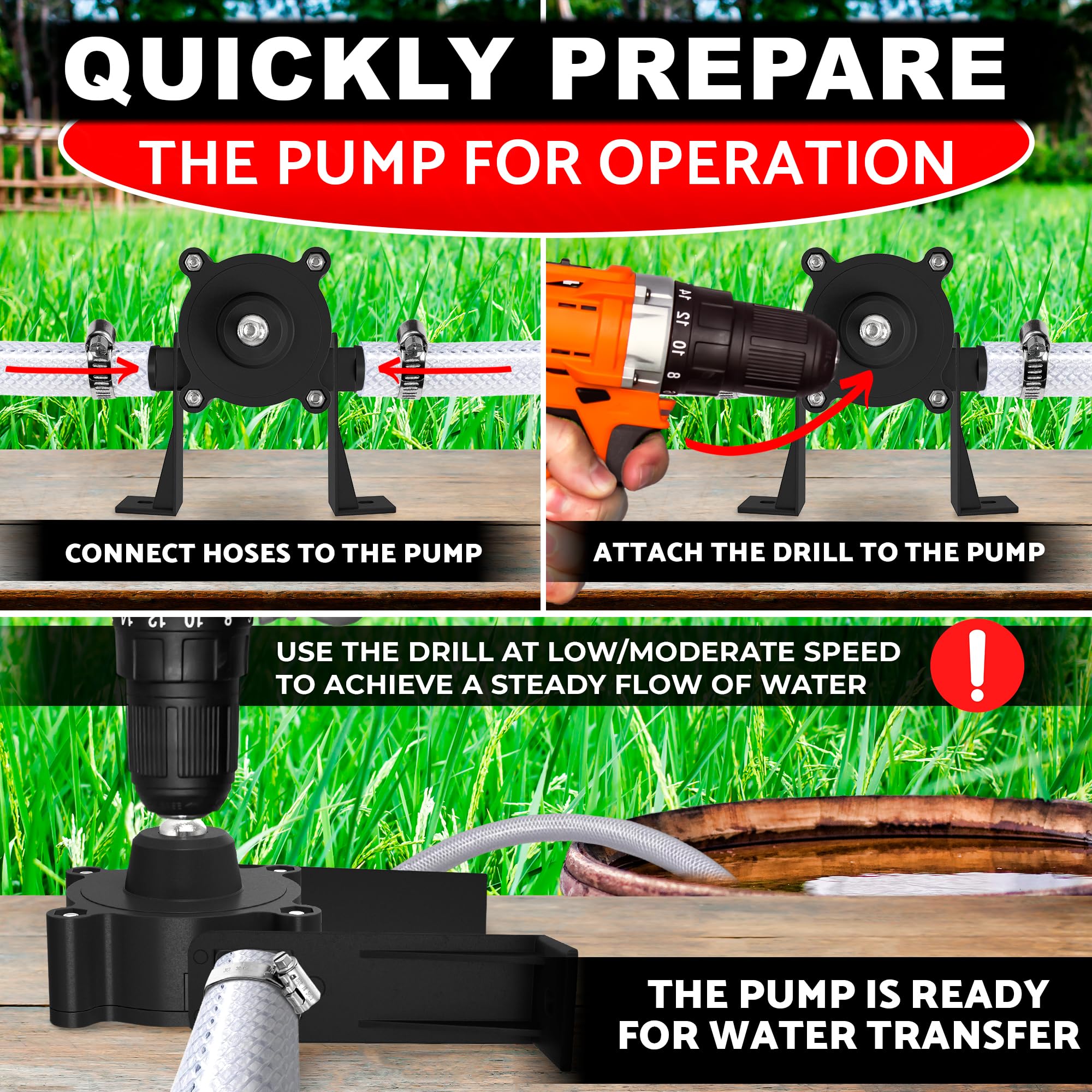 How to Set Up and Prepare the Drill Driven Water Pump