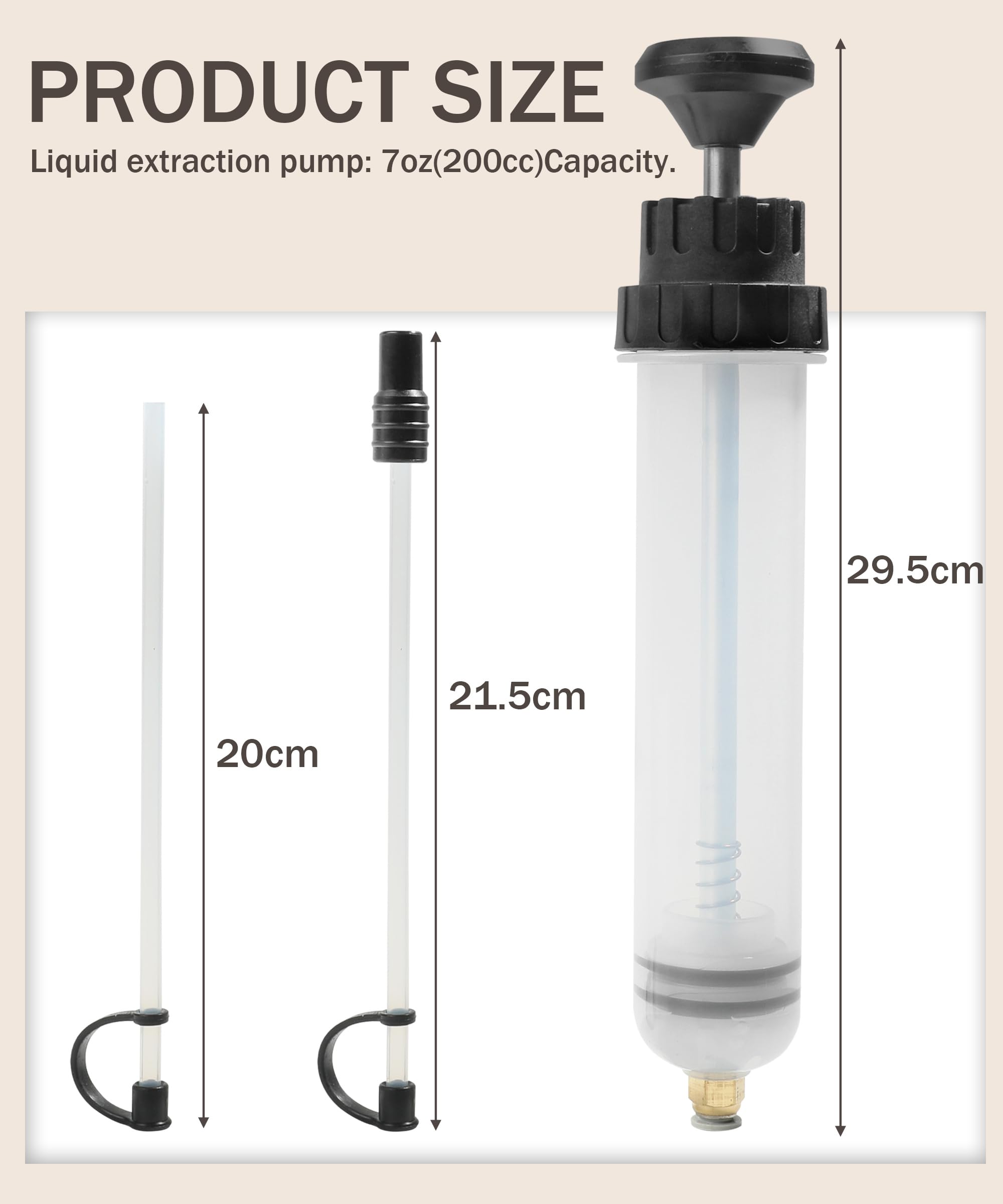 Fluid Extraction Pump Product Dimensions and 200cc Capacity