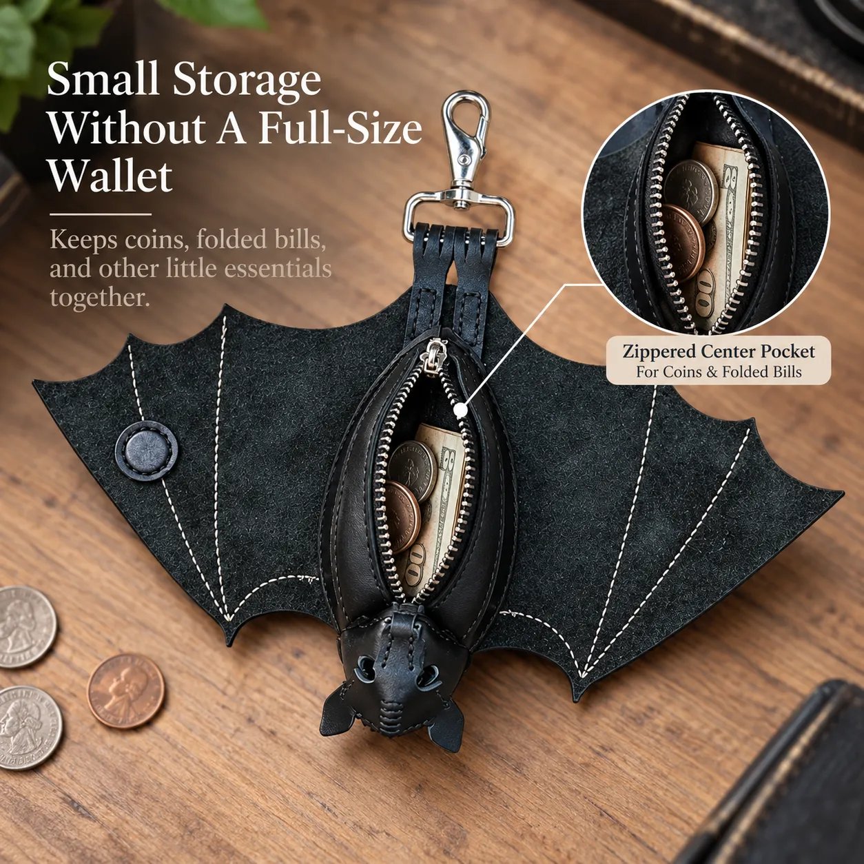 🦇Foldable Bat Wing Coin Purse With Clip