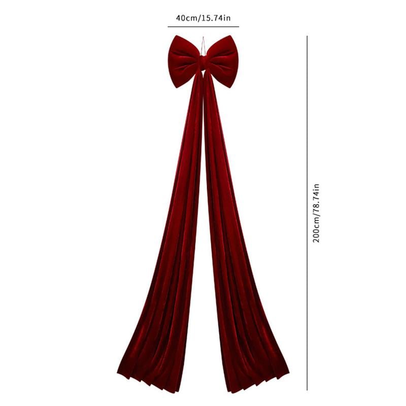 Large Wine Velvet Bow Tie, Christmas Tree Decoration, Holiday Window Hanging Ornament, Festive Home Decor Accessory