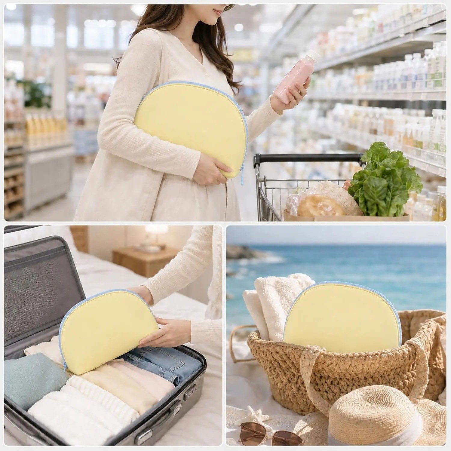 Shell-shaped yellow travel underwear organizer