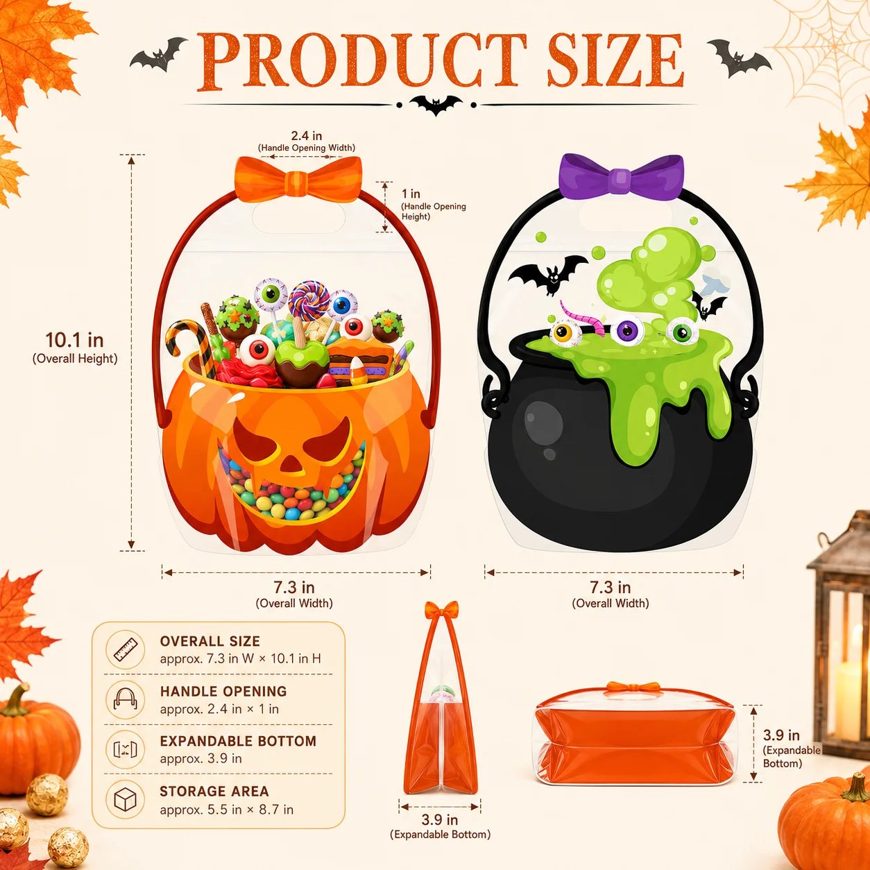 Halloween treat bag product dimensions