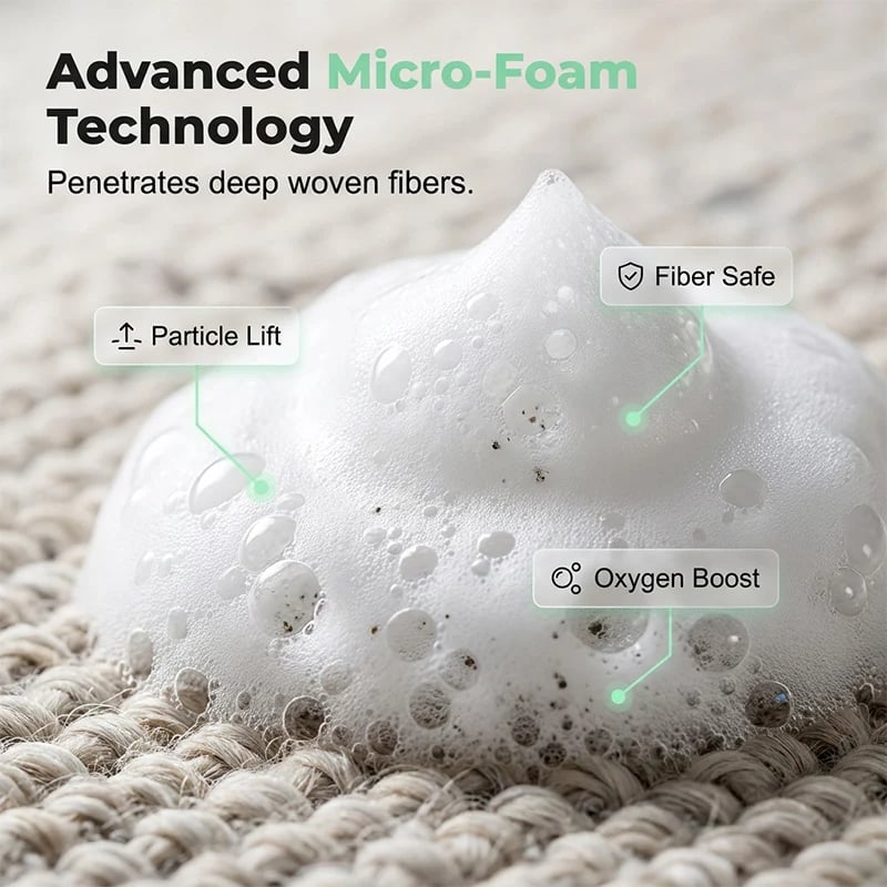 Dense micro foam on carpet fibers