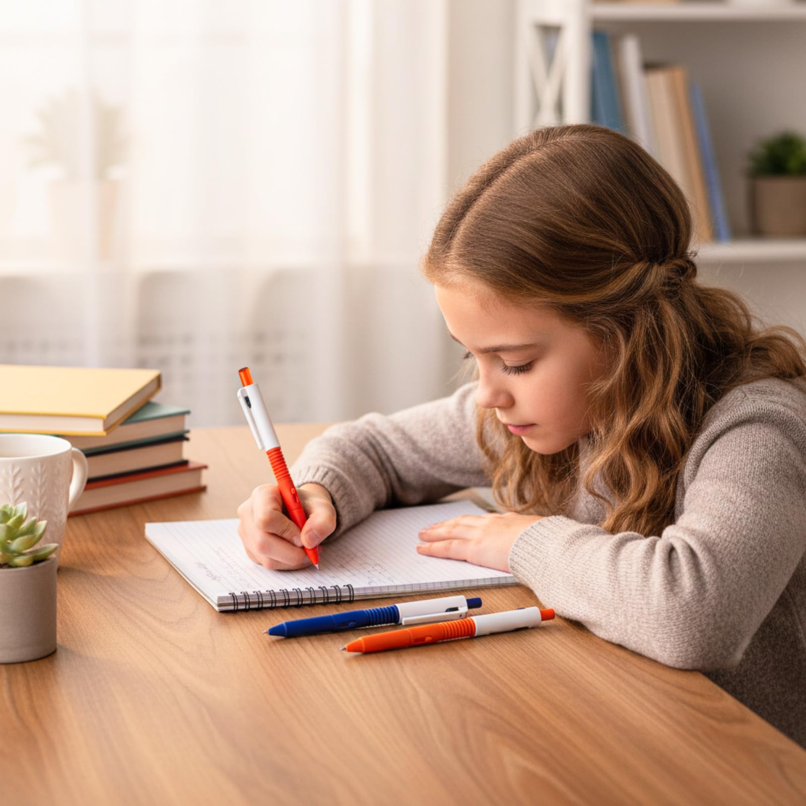 Girl writing with pen