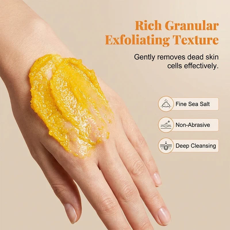 Granular turmeric scrub texture