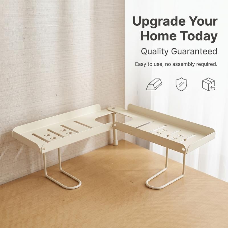 Easy setup foldable cream countertop organizer shelf