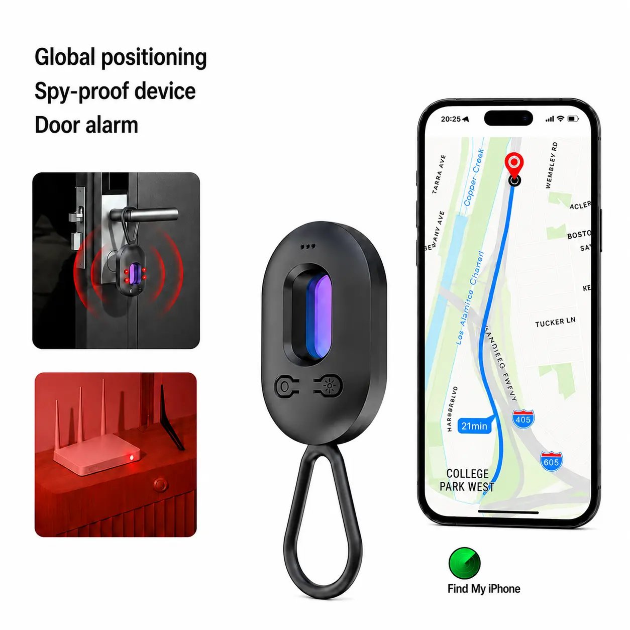 Global Positioning Spy-Proof Device and Door Alarm Feature