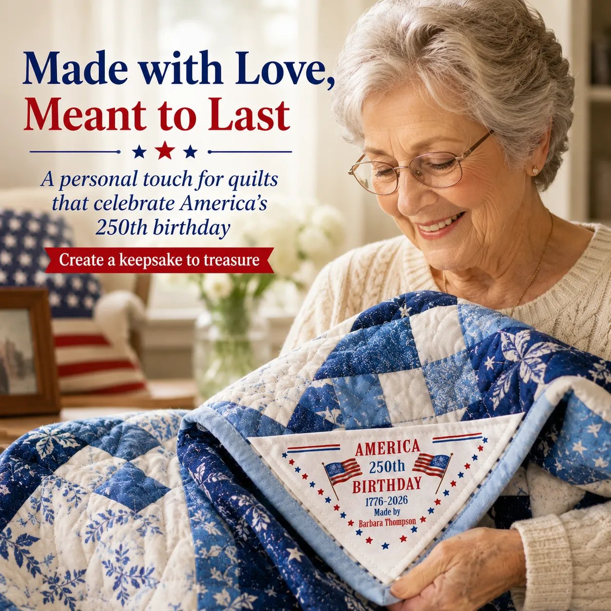 Quilt label for patriotic handmade projects